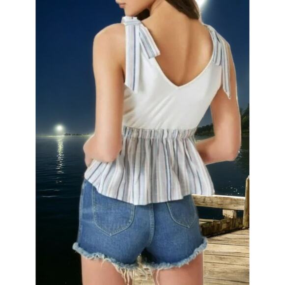 NWT - Anthropologie Dolan V-Neck Peplum Bow Tie Tank Size: M - Picture 4 of 10